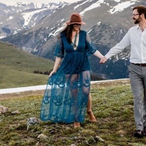 Vici Lace Maxi Romper-Teal